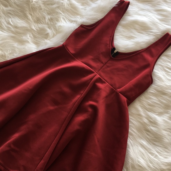 DEEP RED SKATER DRESS - Picture 2 of 2